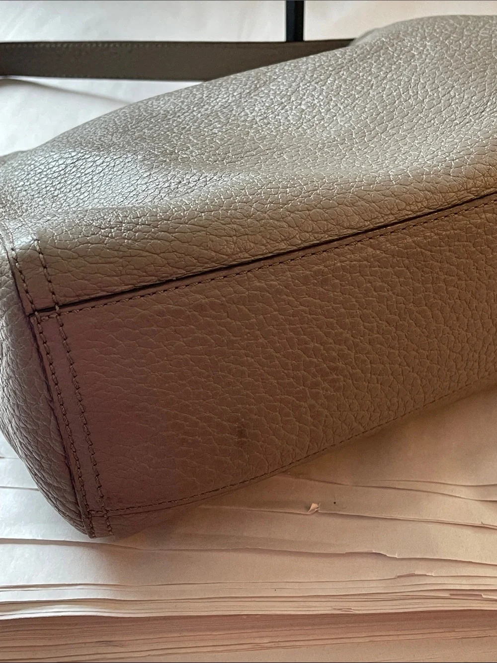 kate spade Gray Pebbled Leather Shoulder Bag
